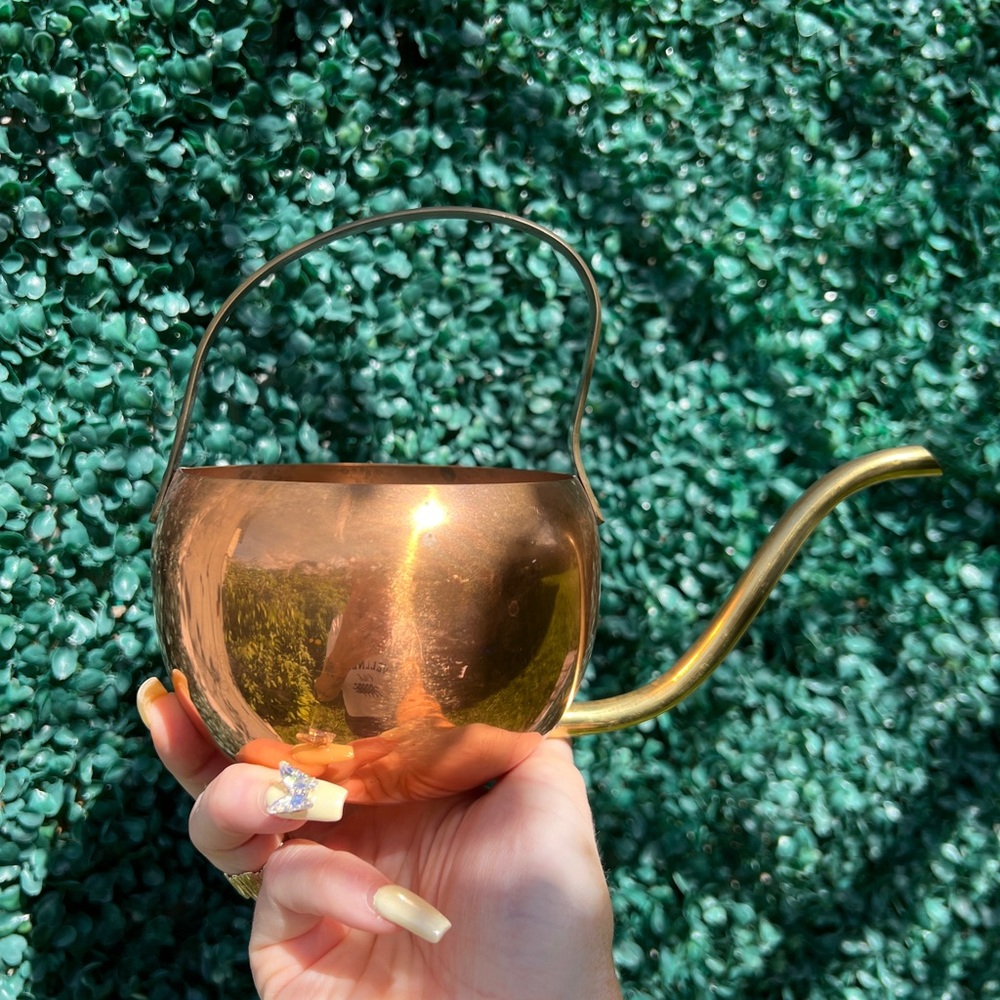 Vintage copper watering can, copper home decor, houseplant watering can